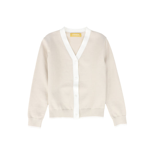 LE BOURDON TAN TRIM KNIT CARDIGAN