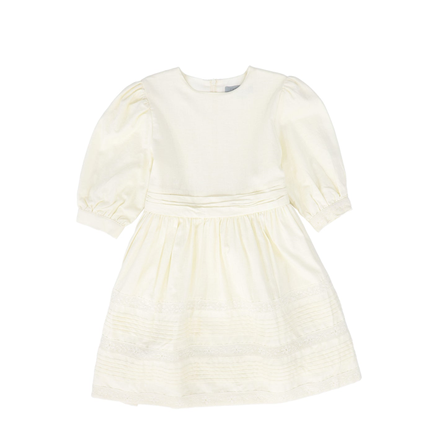 BACE COLLECTION IVORY LACE RIBBON TRIM DRESS