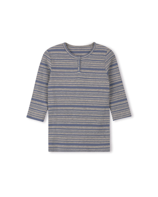 CABANA BLUE STRIPED BUTTON T- SHIRT