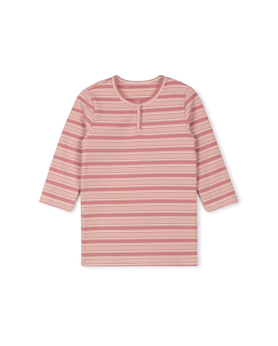 CABANA PINK STRIPED BUTTON T- SHIRT