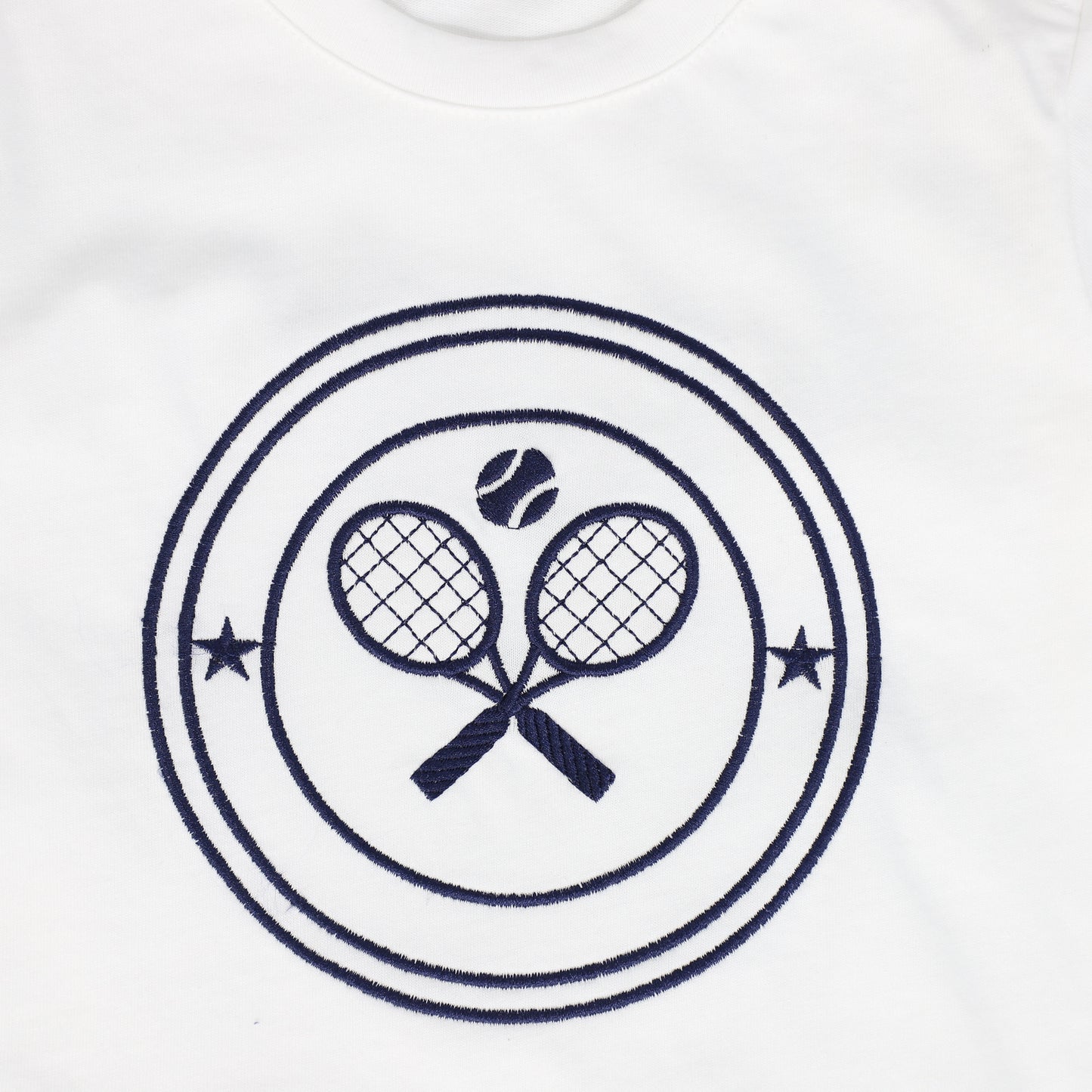 BAMBOO WHITE/NAVY TENNIS RACQUET SS TEE