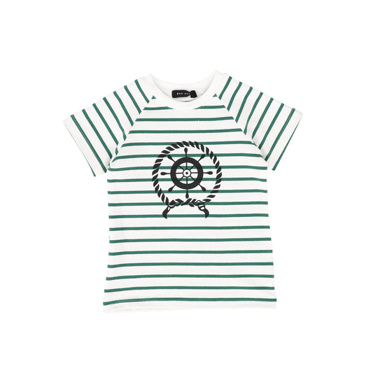 BAMBOO GREEN STRIPE GRAPHIC T-SHIRT