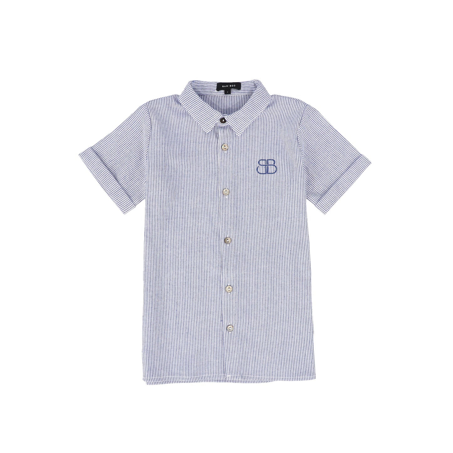 BAMBOO NAVY/WHITE STRIPED COLLAR SHIRT