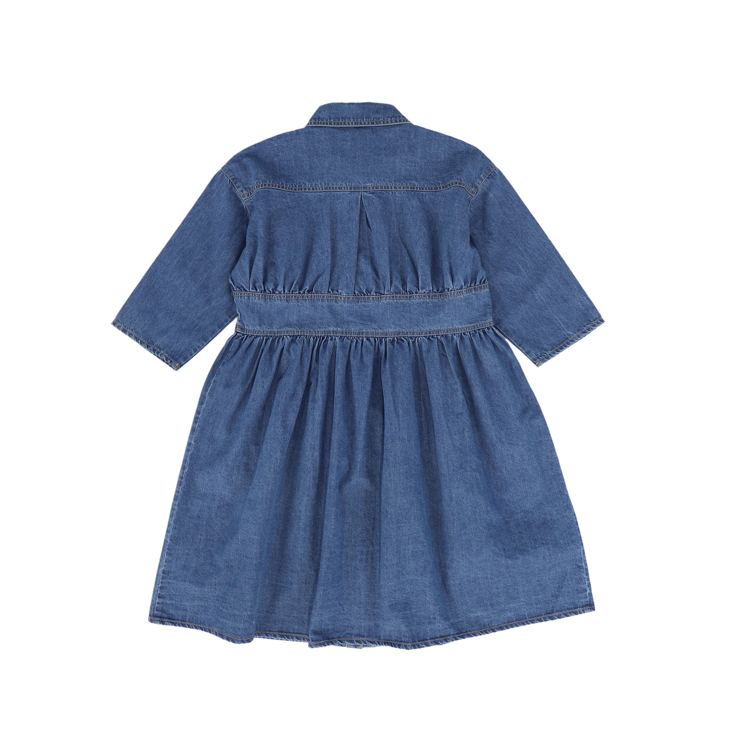 BAMBOO MID BLUE DENIM  STICTHED SHIRT DRESS