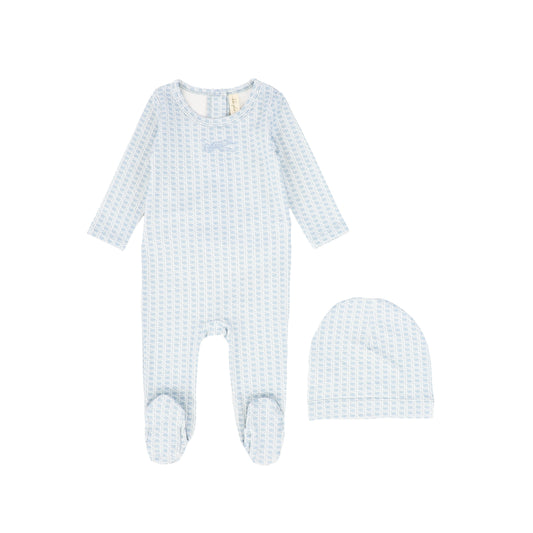 BEBE JOLEE BLUE GEOMETRIC PRINT FOOTIE