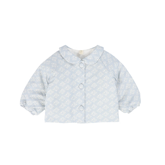 BEBE JOLEE BLUE QUILTED FLORAL JACKET