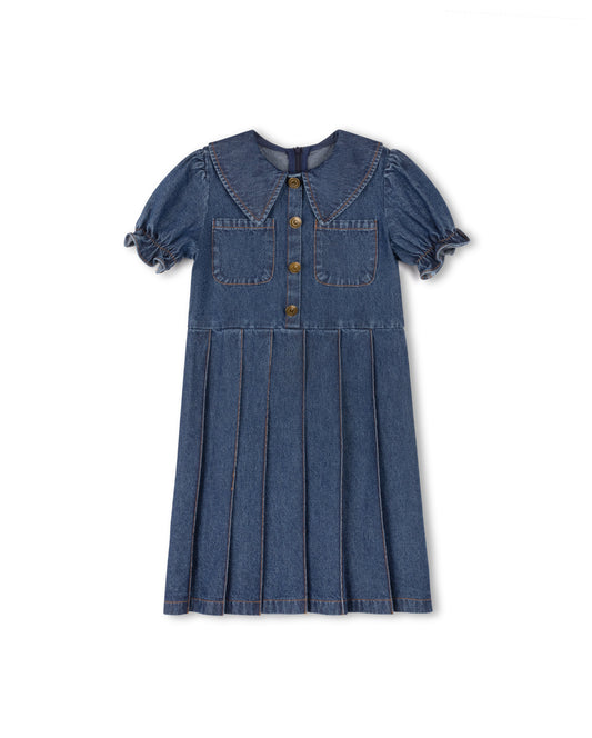 PHIL AND PHOEBE DENIM COLLAR PLEAT DRESS