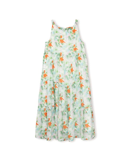 LILOU GREEN/ORANGE FLORAL MAXI JUMPER