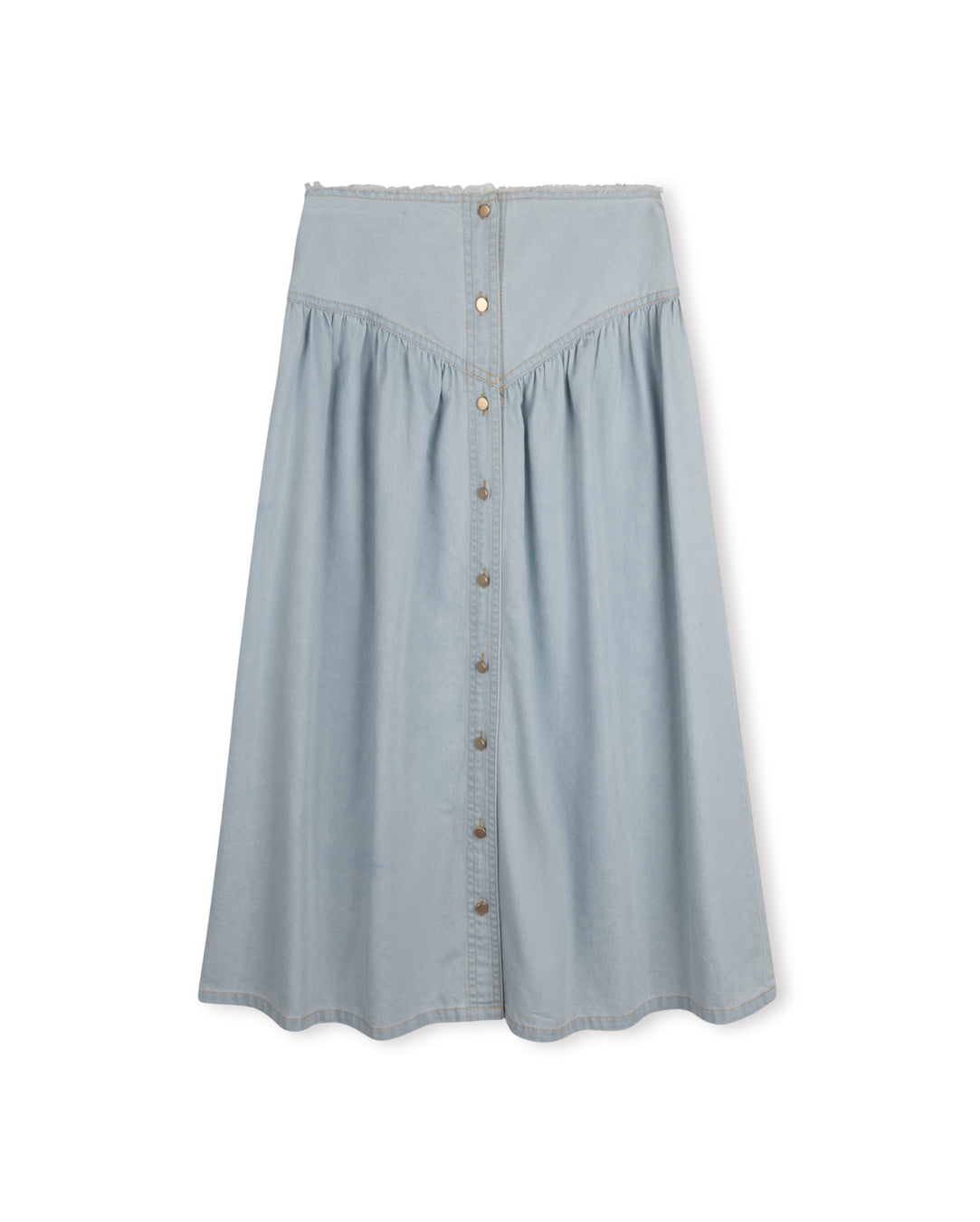 PHIL AND PHOEBE BLUE DENIM EDGE MAXI SKIRT