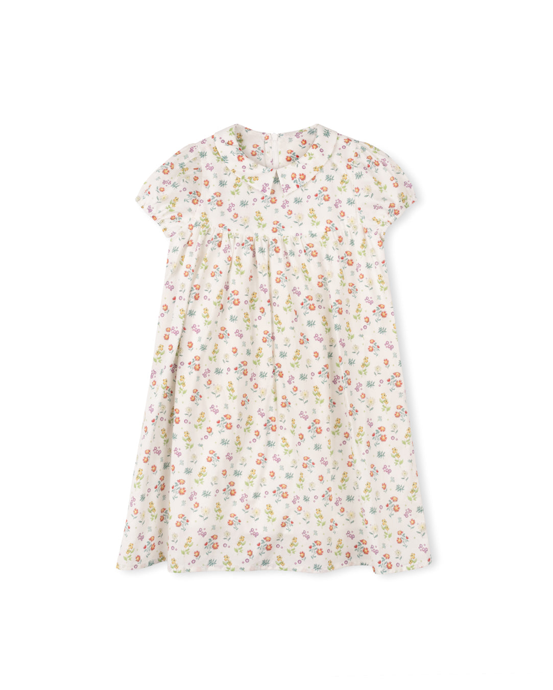 ONE CHILD WHITE FLORAL BLOOM COLLAR DRESS