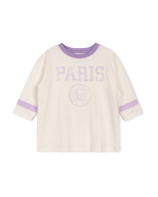 CABANA WHITE/PURPLE TRIM PARIS T-SHIRT