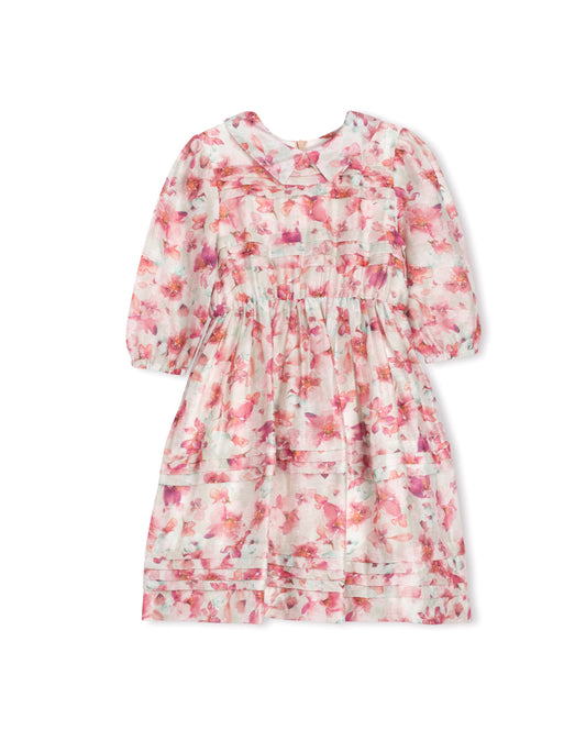 PAPILLON PINK/WHITE FLORAL LINEN DRESS