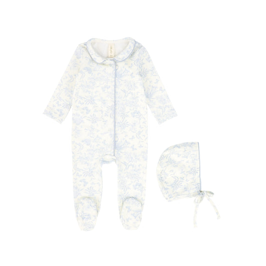 BEBE JOLEE BLUE TOILE TRIM FOOTIE