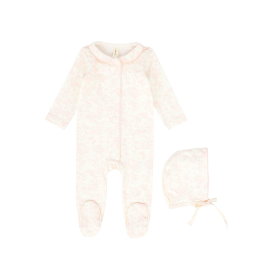 BEBE JOLEE PINK TOILE TRIM FOOTIE