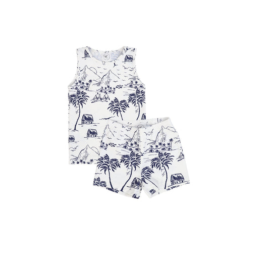 WATER CLUB NAVY TOILE PRINT TANK SET