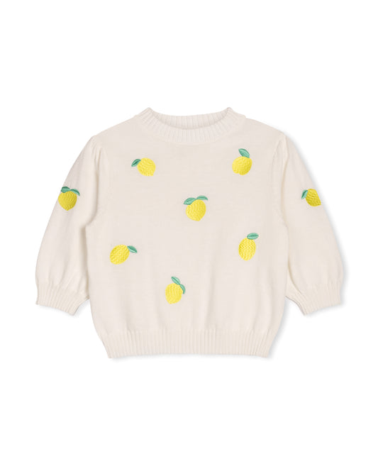 VIBE WHITE LEMON PRINT SWEATER