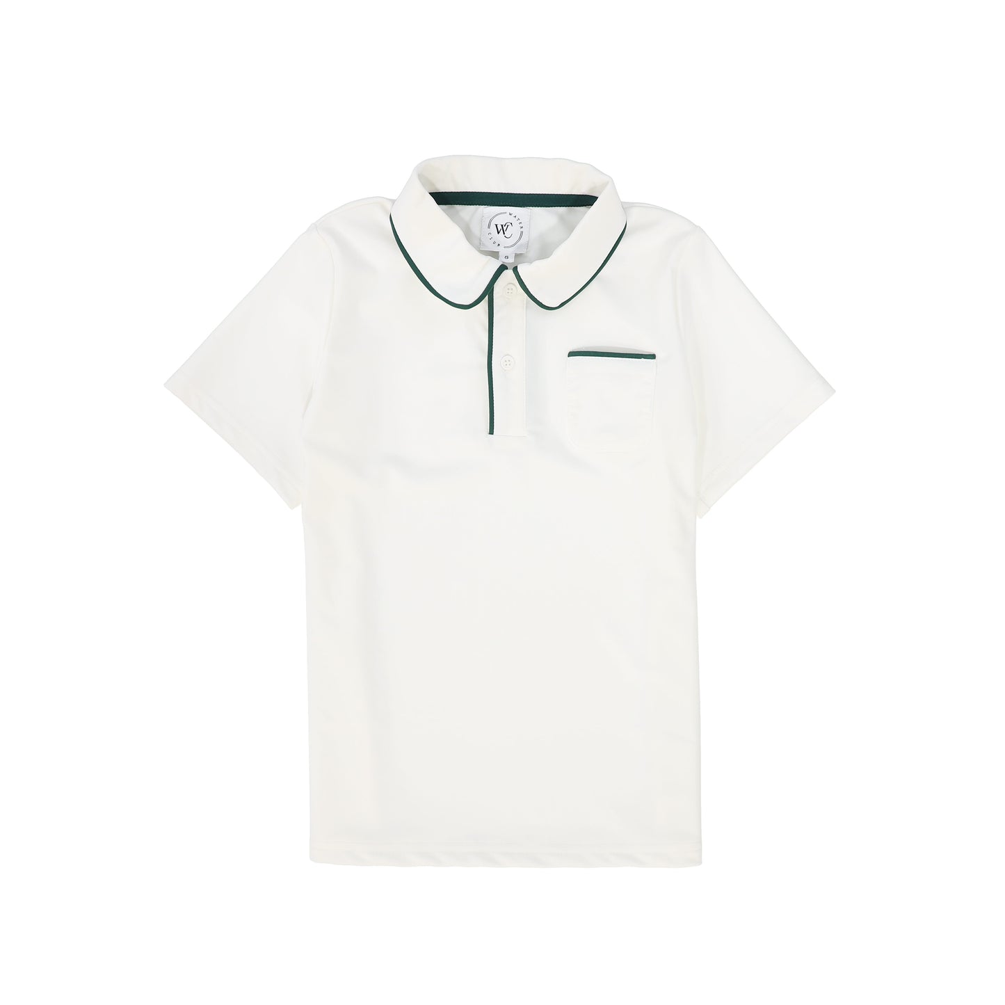 WATER CLUB WHITE/GREEN PIPED COLLAR SWIM TOP