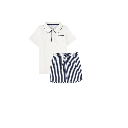 WATER CLUB NAVY STRIPED POLO SWIM SET