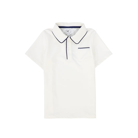 WATER CLUB WHITE/NAVY COLLAR SWIM TOP