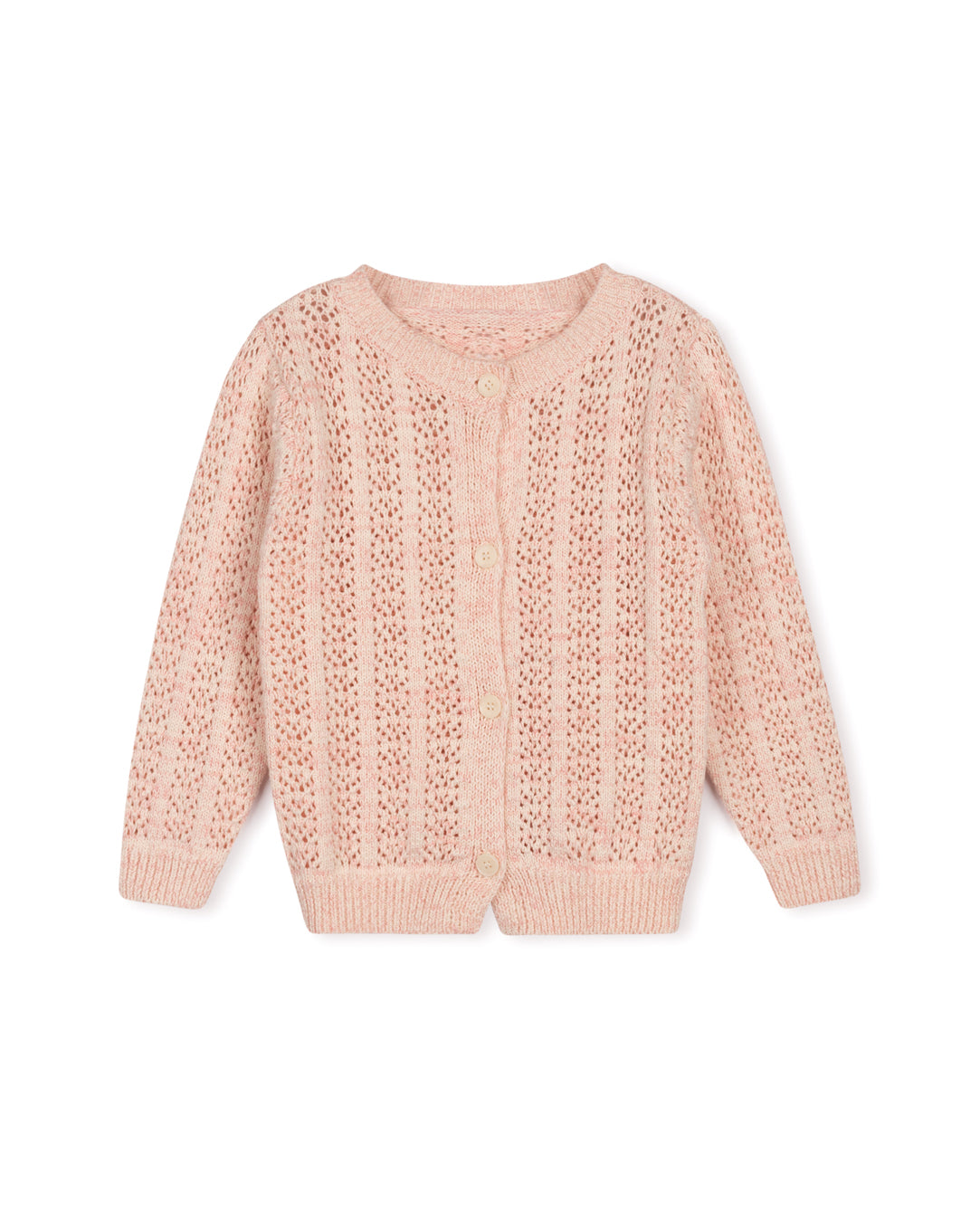 TUSTELLO PINK OPEN KNIT CARDIGAN