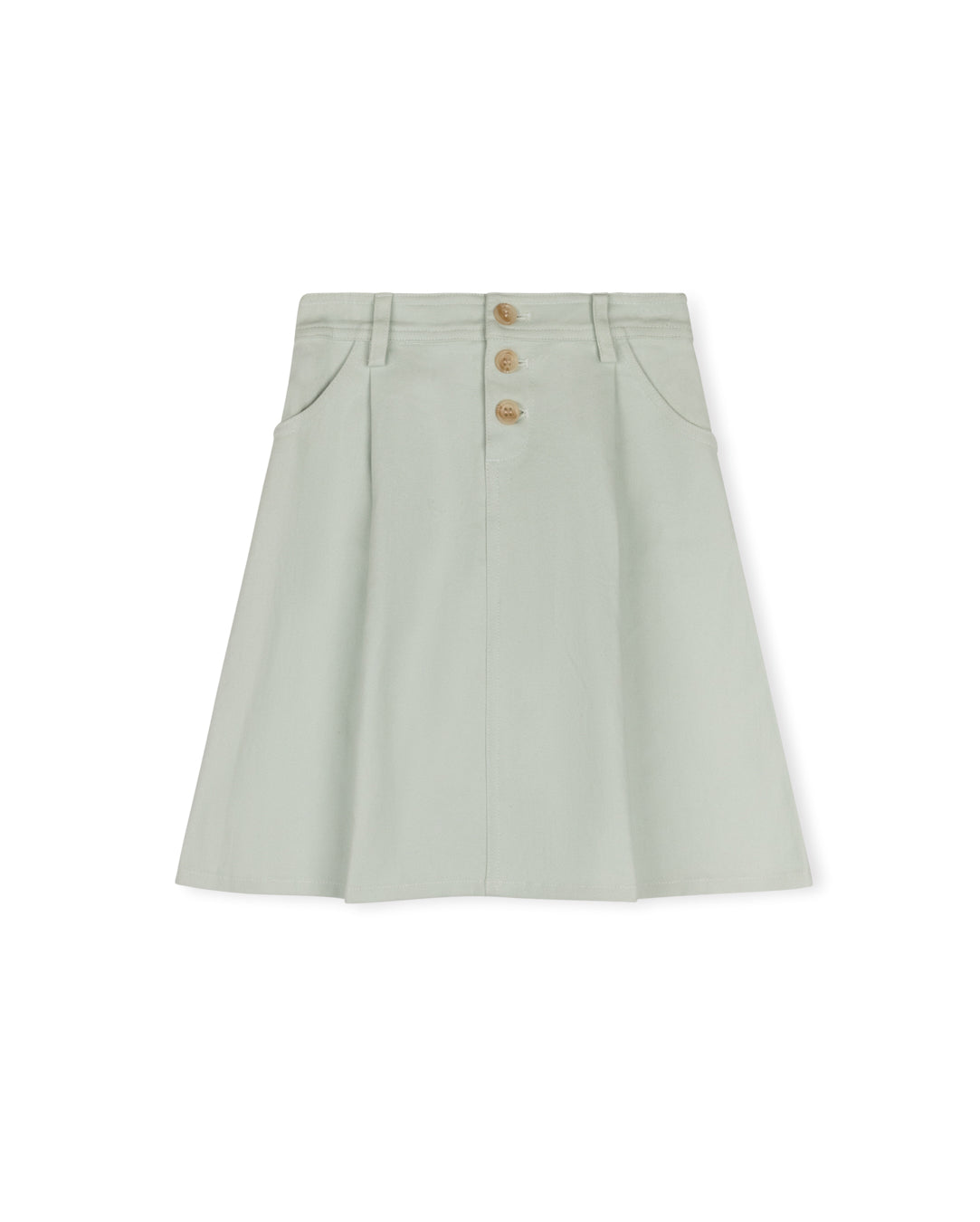 PHIL AND PHOEBE MINT DENIM BUTTON FRONT SKIRT