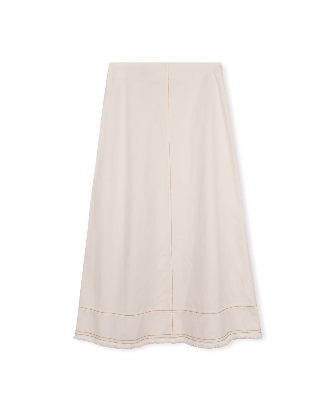 PHIL AND PHOEBE WHITE DENIM STITCHED MIDI SKIRT