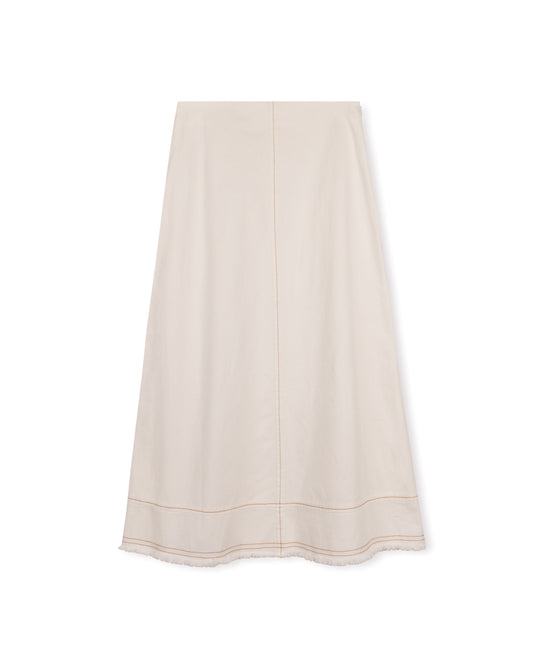 PHIL AND PHOEBE WHITE DENIM STITCHED MIDI SKIRT