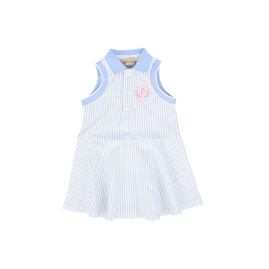 PHIL AND PHOEBE BLUE STRIPE STAMP EMBLEM DRESS