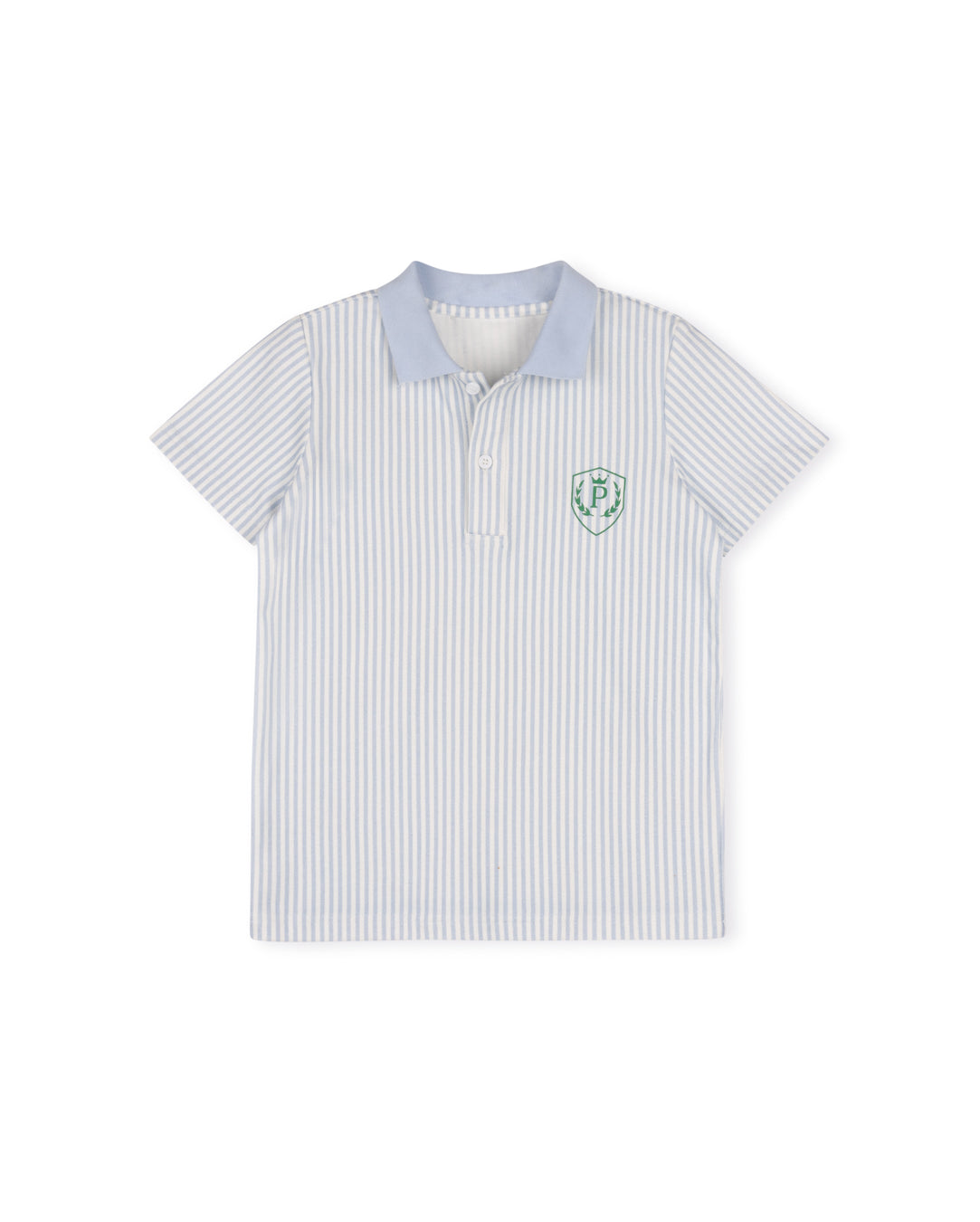 PHIL AND PHOEBE BLUE STRIPE STAMP POLO T-SHIRT