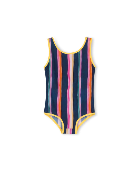 CABANA MULTI BRUSHED STRIPE TRIM SWIMSUIT