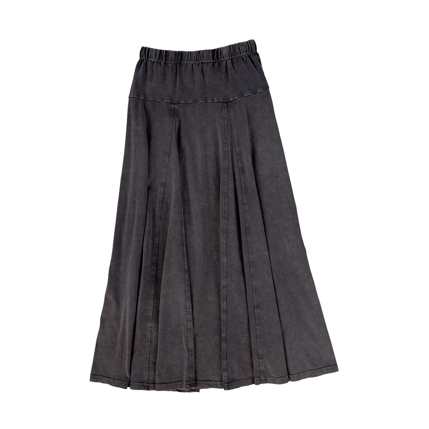 VALENTINA BLACK FLOWY MINERAL WASH MAXI SKIRT