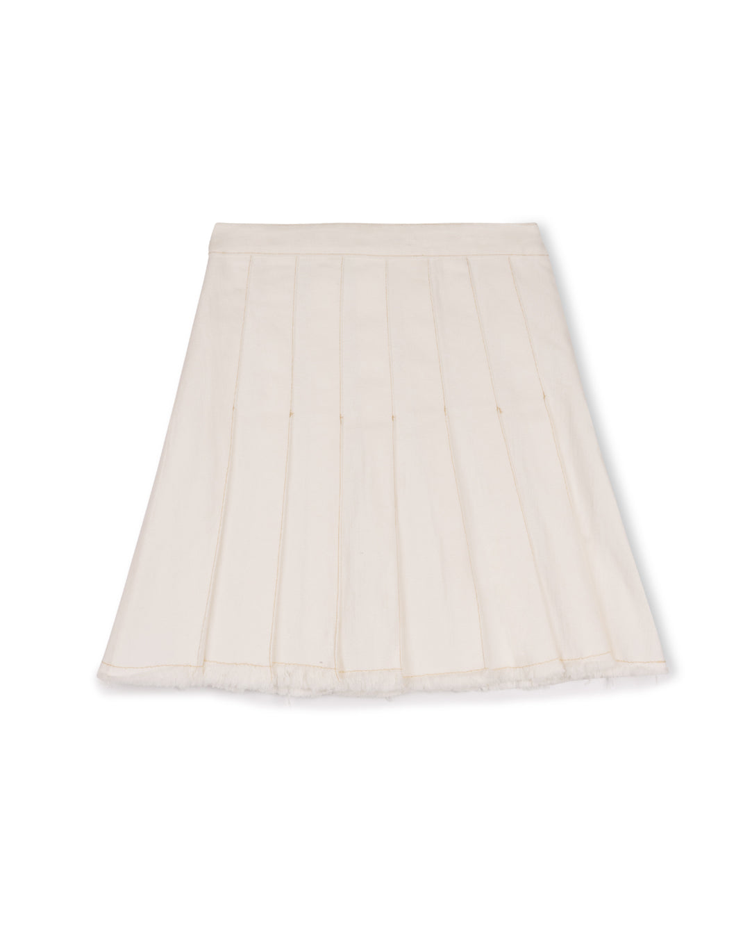 CABANA WHITE DENIM PLEAT FRAYED HEM SKIRT