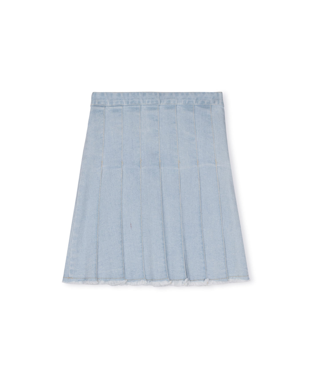 CABANA LIGHT BLUE DENIM PLEAT FRAYED HEM SKIRT