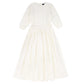 BAMBOO WHITE TEXTURED WAISTED MIDI DRESS [FINAL SALE]