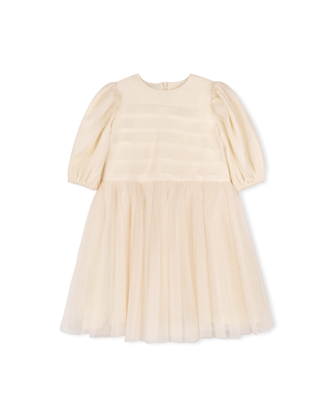 LILOU IVORY ORGANZA PUFF SLEEVE DRESS