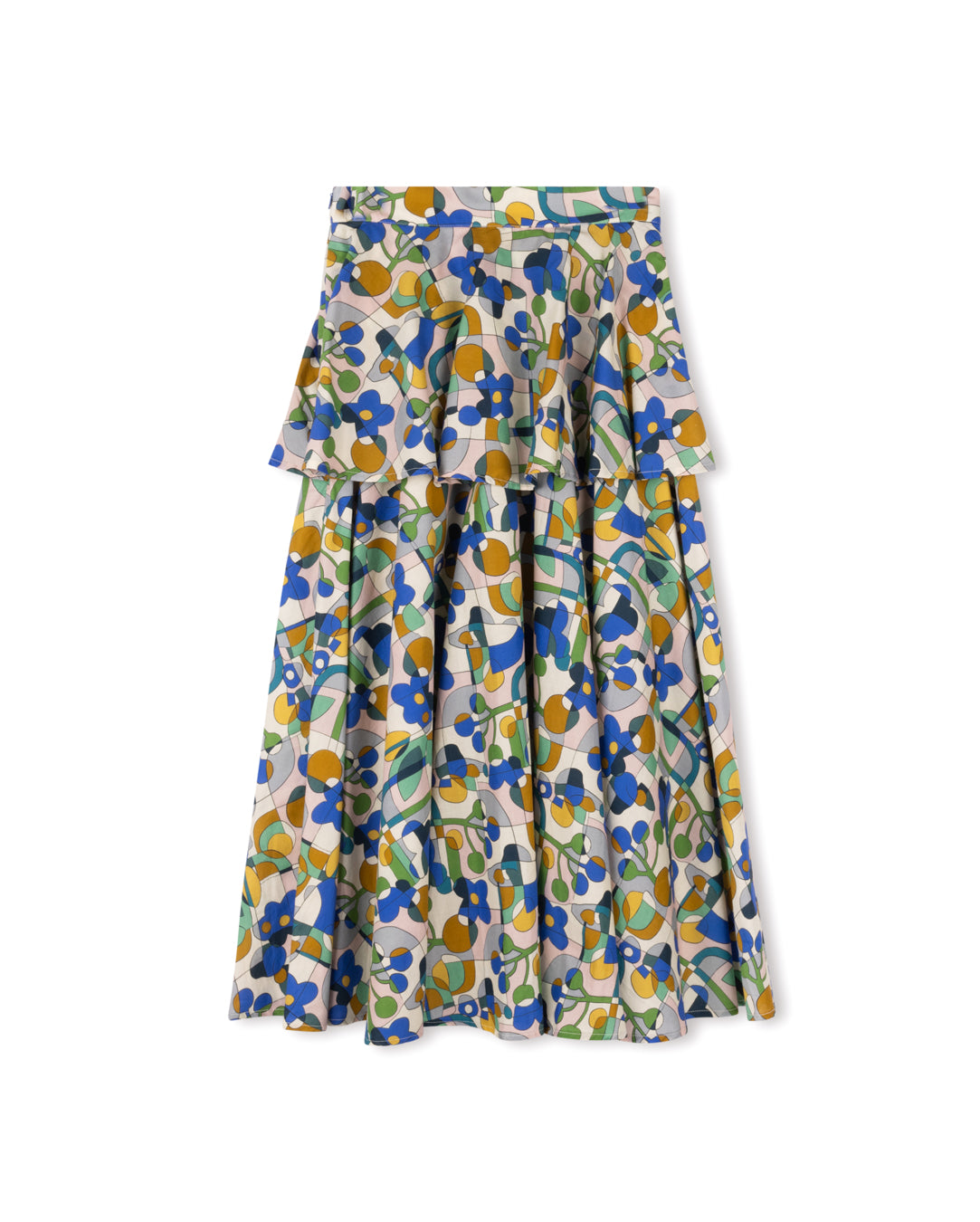 MALLORY AND MERLOT BLUE/YELLOW GEOMETRIC SKIRT