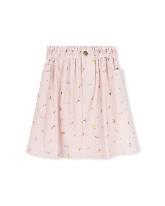 CABANA PINK DENIM TINY FLORAL SKIRT