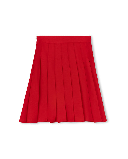 LILOU RED PLEATED SKIRT