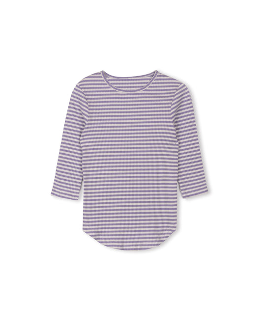 CABANA PURPLE STRIPED RIBBED BACK SEAM TEE