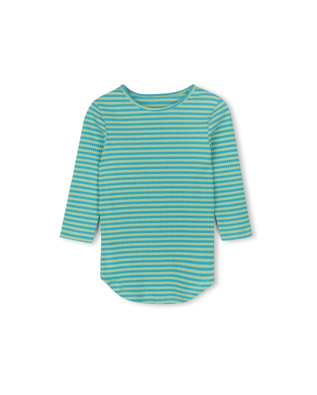 CABANA BLUE STRIPED RIBBED BACK SEAM TEE