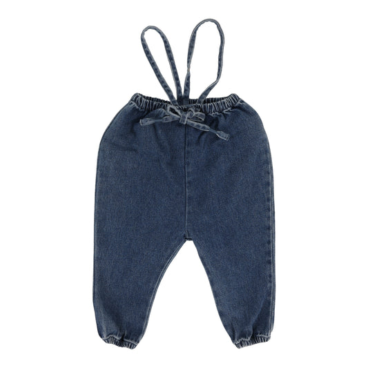 ANALOGIE DARK DENIM SUSPENDER BUBBLE PANTS