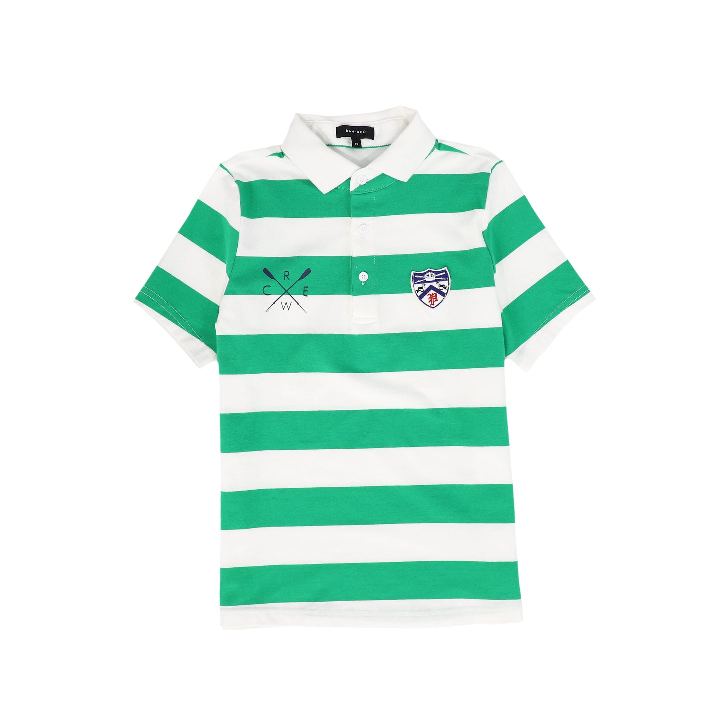 BAMBOO GREEN WIDE STRIPED POLO T-SHIRT