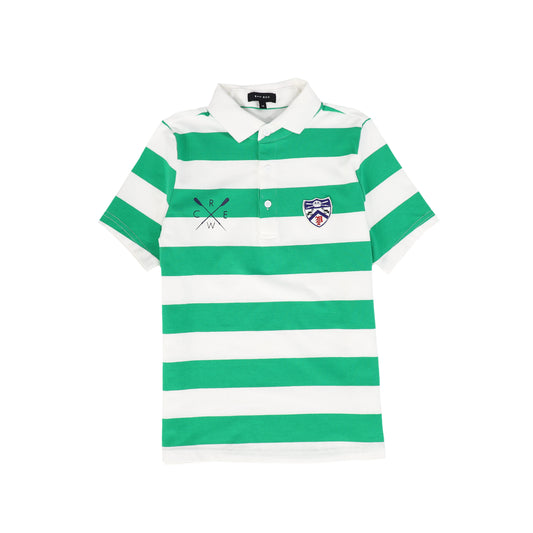 BAMBOO GREEN WIDE STRIPED POLO T-SHIRT