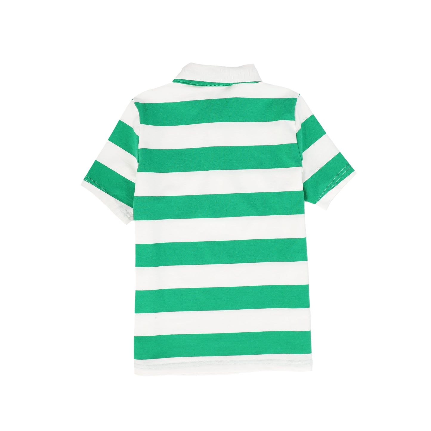 BAMBOO GREEN WIDE STRIPED POLO T-SHIRT