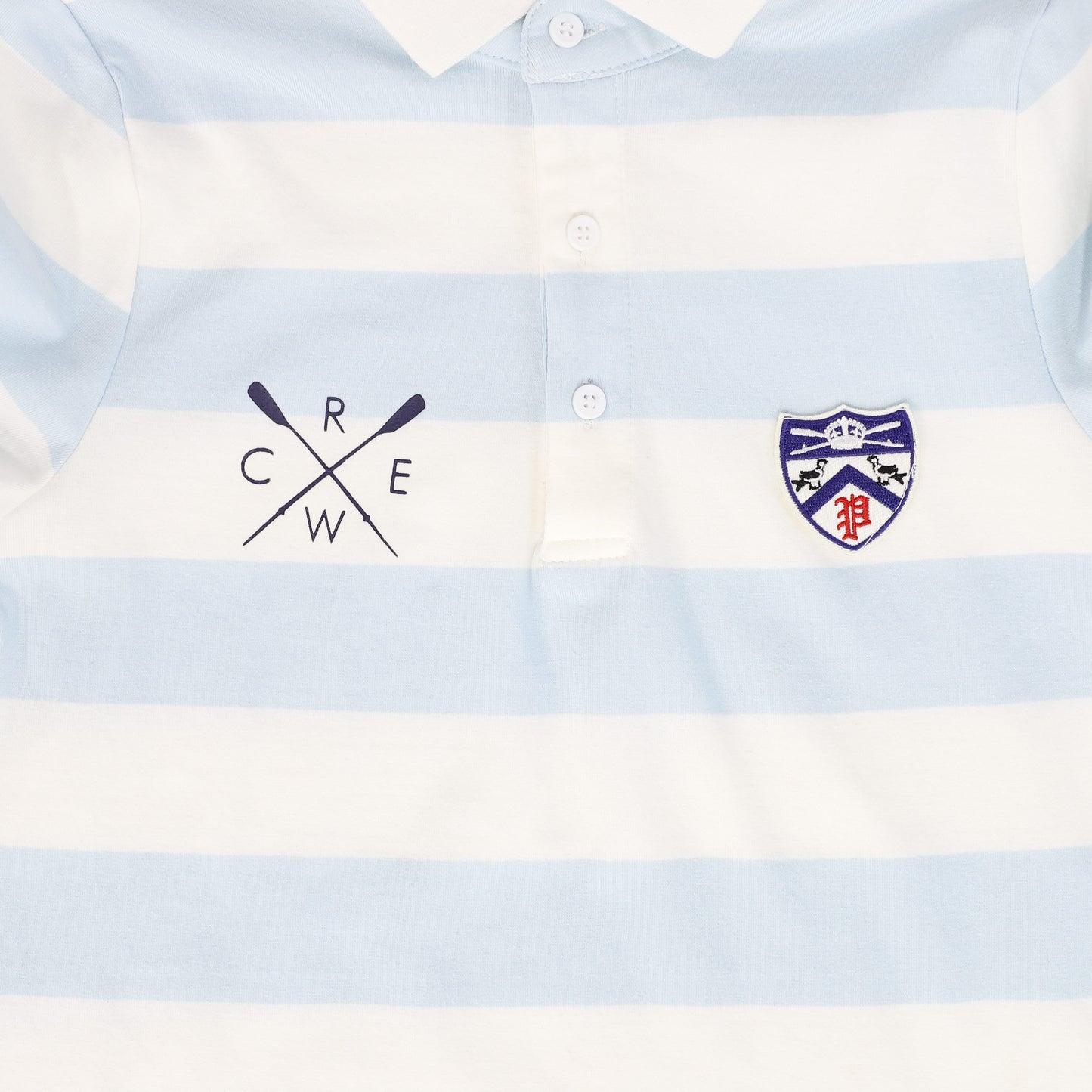 BAMBOO BLUE/WHITE WIDE STRIPED POLO