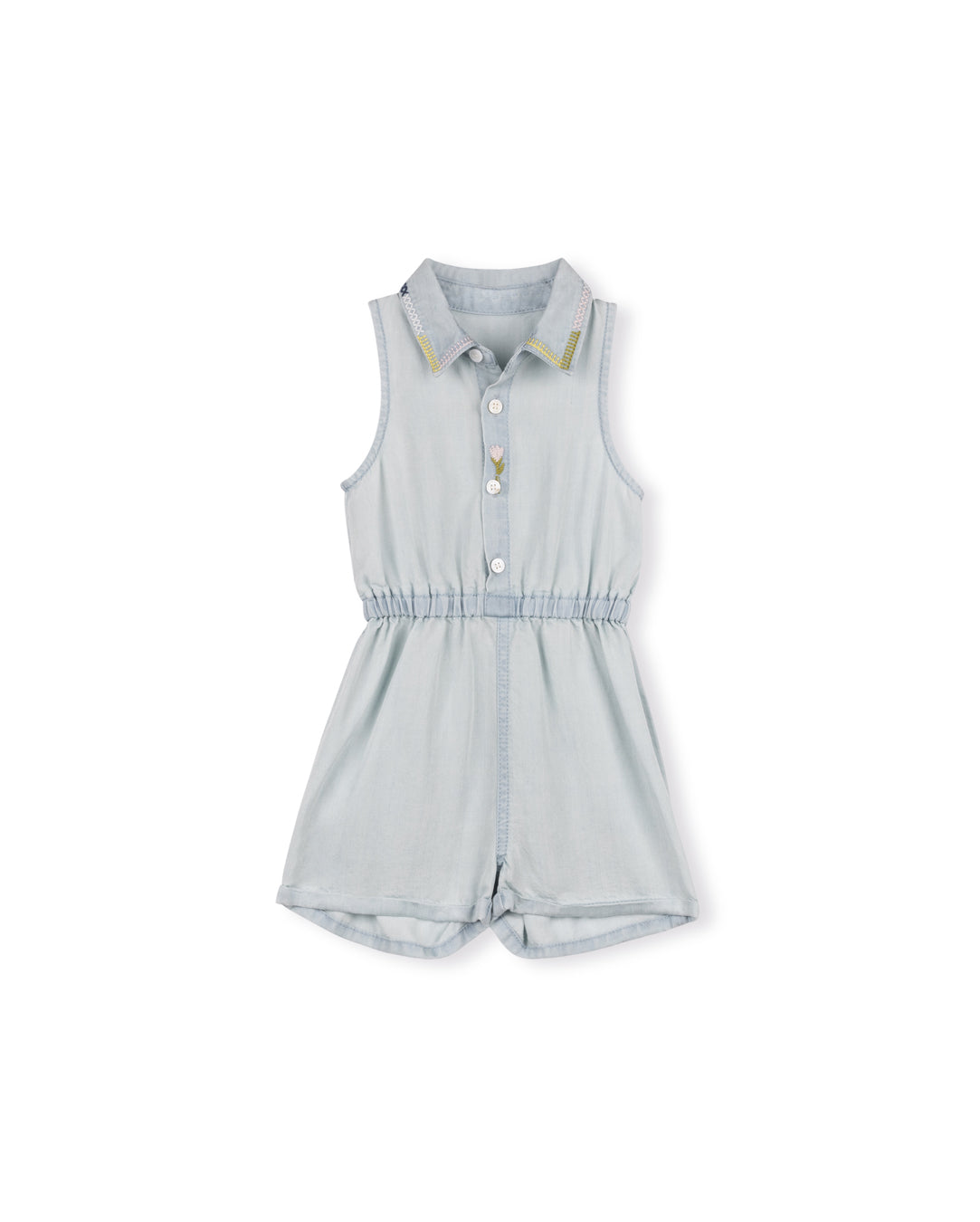 PHIL AND PHOEBE LIGHT BLUE DENIM COLLAR ROMPER