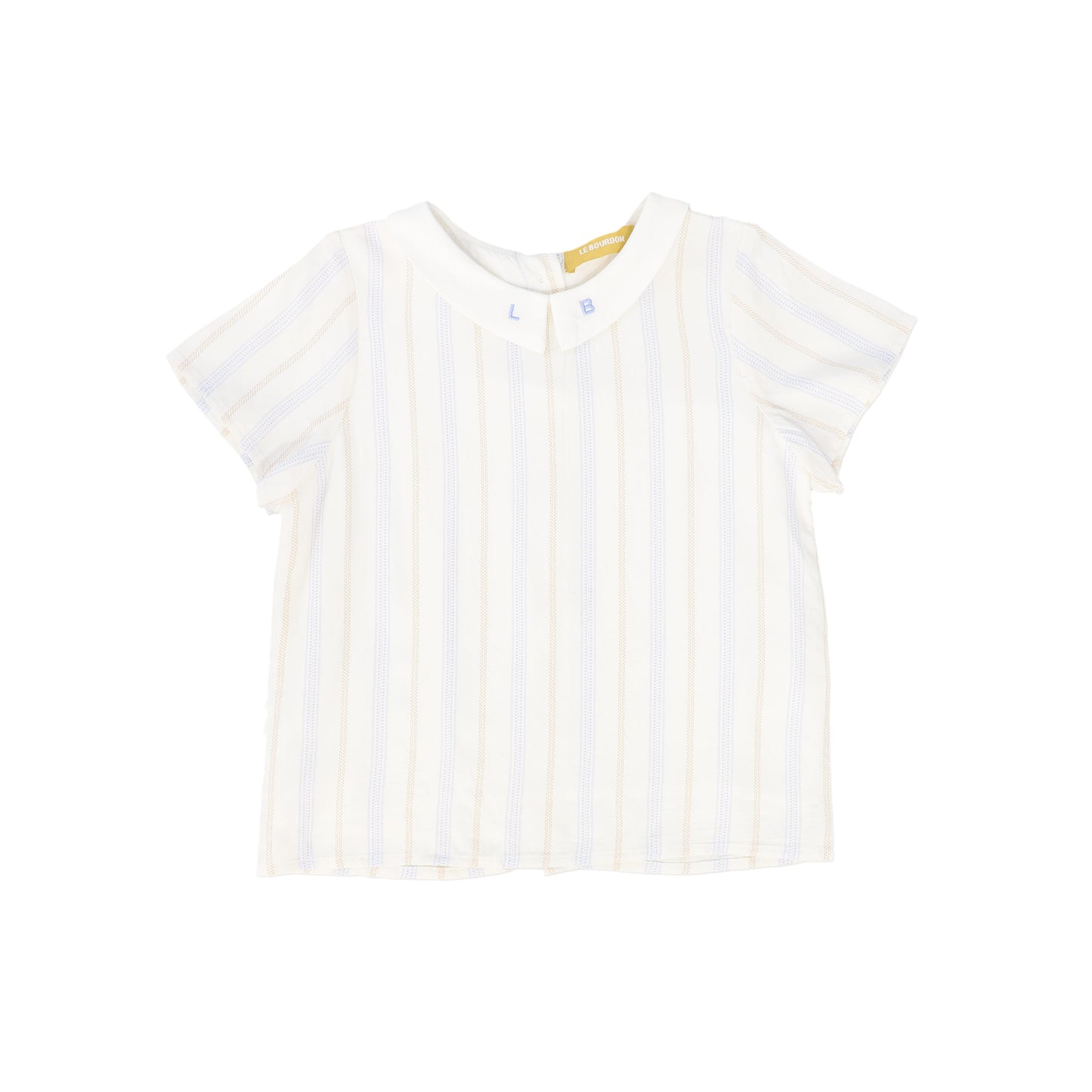 LE BOURDON IVORY/BLUE STRIPE COLLAR BLOUSE