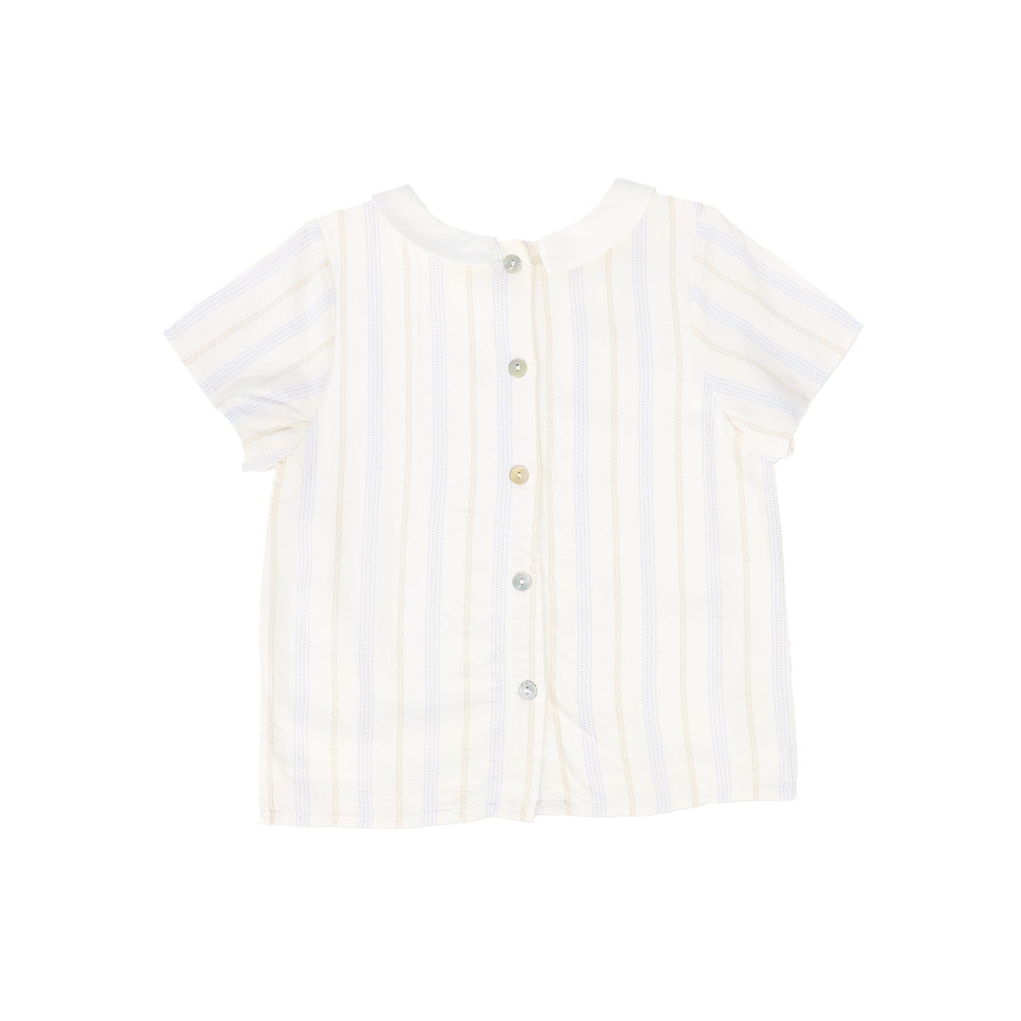 LE BOURDON IVORY/BLUE STRIPE COLLAR BLOUSE