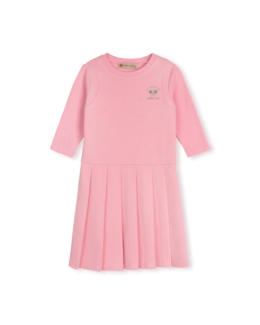 PHIL AND PHOEBE PINK RACKET PLEATED SKIRT DRESS