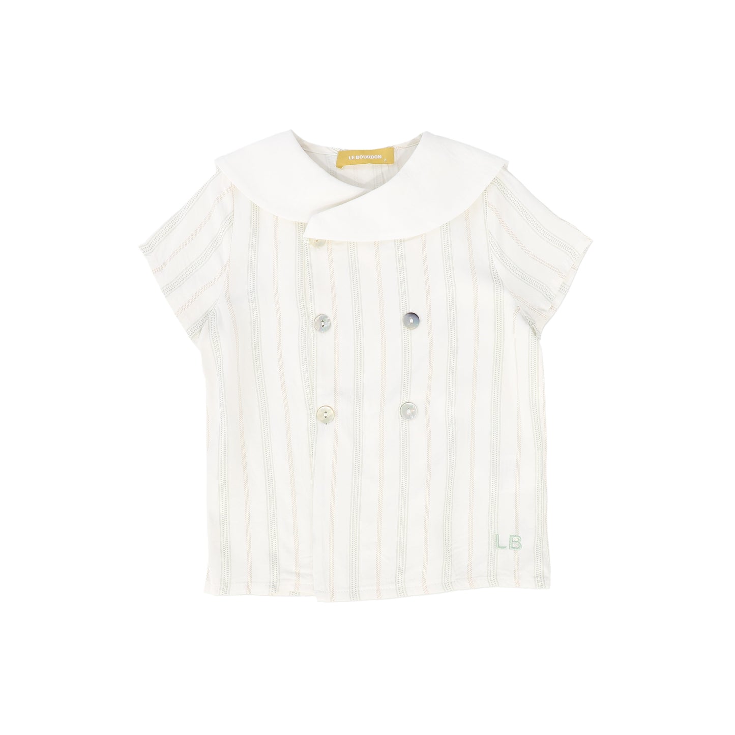 LE BOURDON SAGE STRIPE DOUBLE BREASTED TOP